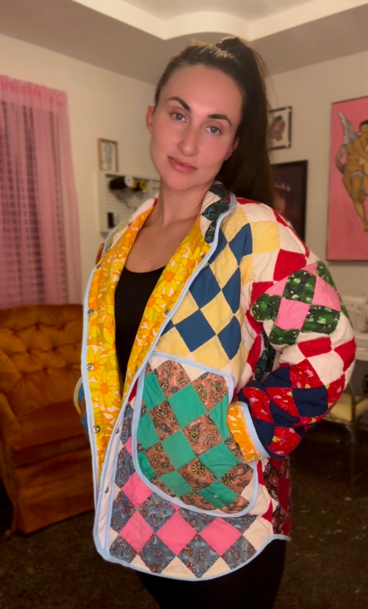 Sky Blue Quilt Jacket Large